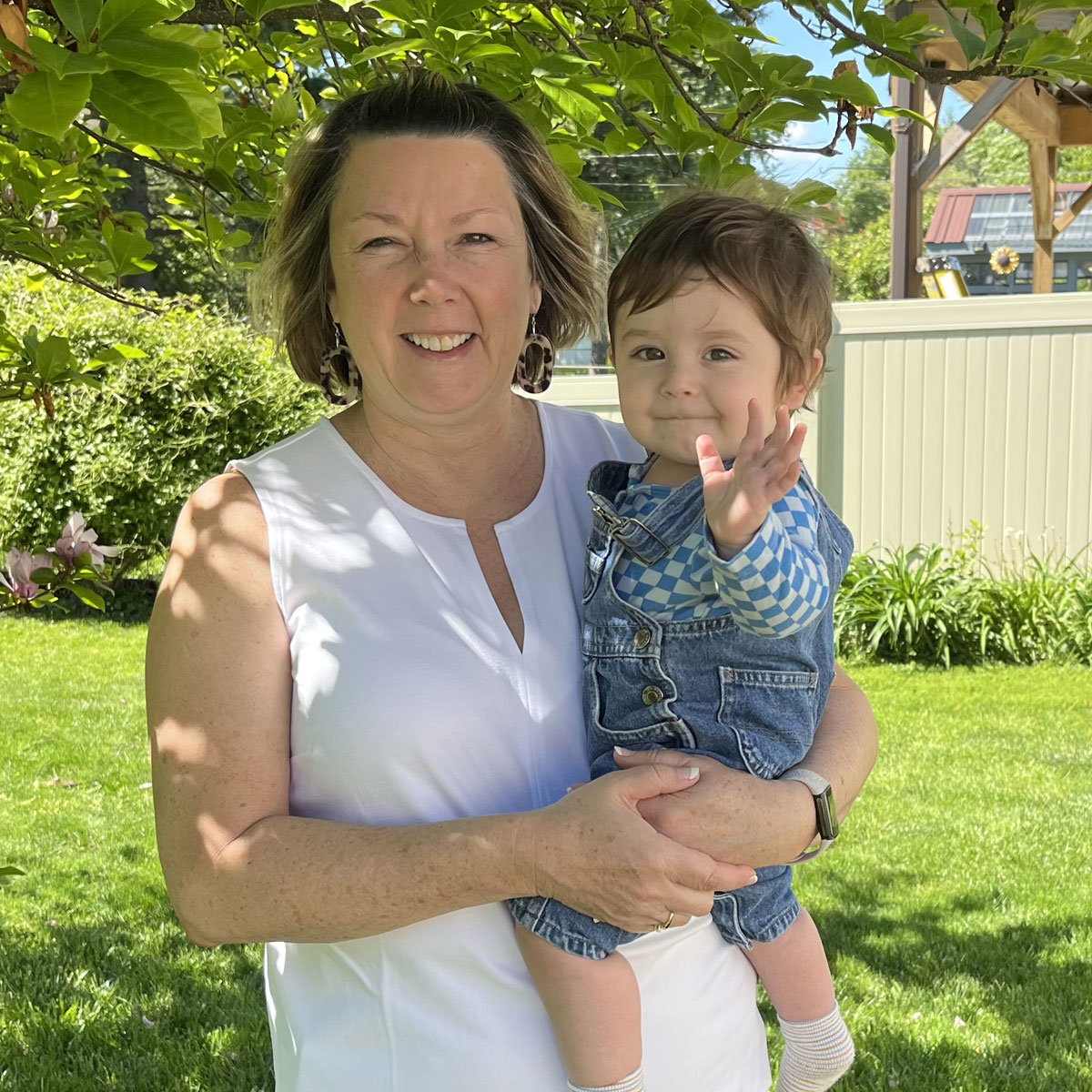 Jill Simpson holding her grandson